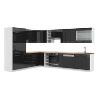 Vicco Cucina angolare completa Antracite lucido/bianco 347 x 257 cm , PL Rovere