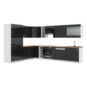Vicco Cucina angolare completa Antracite lucido/bianco 347 x 257 cm , PL Rovere