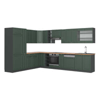 Vicco Cucina angolare completa Verde-oro Country House/Antracite 347 x 257 cm , PL Rovere