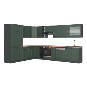 Vicco Cucina angolare completa Verde-oro Country House/Antracite 347 x 257 cm , PL Rovere