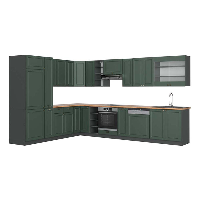Vicco Cucina angolare completa Verde-oro Country House/Antracite 347 x 257 cm , PL Rovere