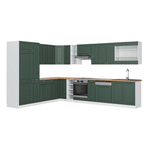 Vicco Cucina angolare completa Verde-oro Country House/Bianco 347 x 257 cm , PL Rovere