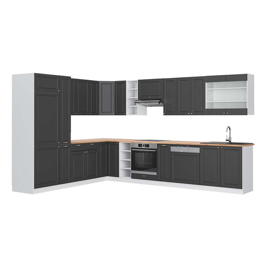 Vicco Cucina angolare completa Antracite-Oro/Bianco 347 x 257 cm , PL Rovere