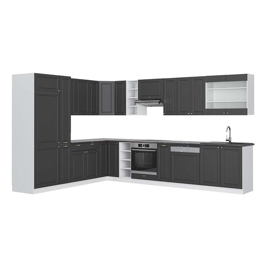Vicco Cucina angolare completa Antracite-Oro/Bianco 347 x 257 cm , PL Antracite