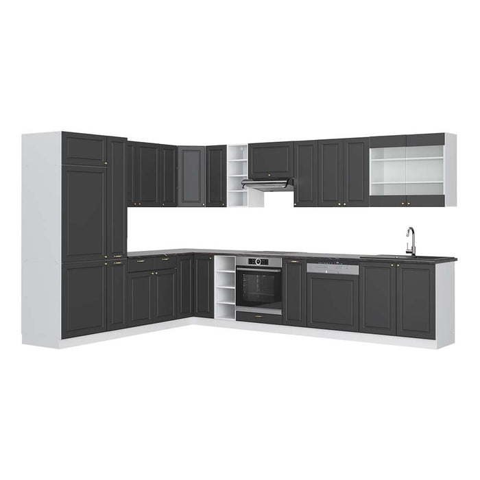 Vicco Cucina angolare completa Antracite-Oro/Bianco 347 x 257 cm , PL Antracite