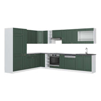 Vicco Cucina angolare completa Verde-oro Country House/Bianco 347 x 257 cm , PL Antracite