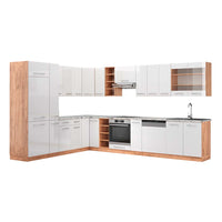 Vicco Cucina angolare completa Bianco lucido/oro power oak 347 x 257 cm , PL Marmo