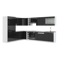 Vicco Cucina angolare completa Antracite lucido/bianco 347 x 257 cm , PL Marmo