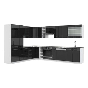 Vicco Cucina angolare completa Antracite lucido/bianco 347 x 257 cm , PL Marmo