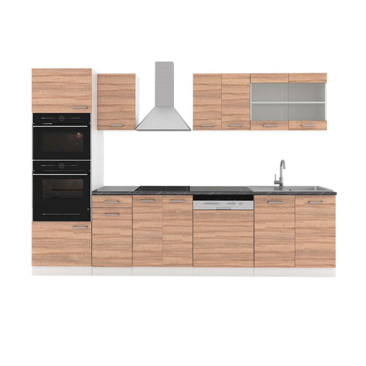 Vicco Cucina componibile Sonoma/Bianco 300 cm con armadio alto, PL Antracite