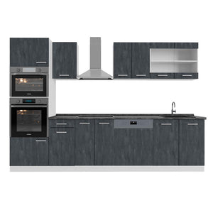 Vicco Cucina componibile Nero cemento/bianco 300 cm PL Antracite