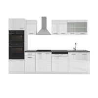 Vicco Cucina componibile Bianco lucido/bianco 300 cm con armadio alto, PL Antracite