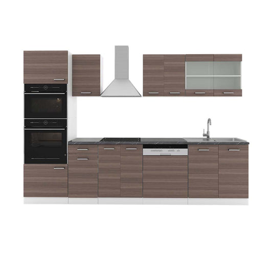 Vicco Cucina componibile Grigio prezioso/bianco 300 cm con armadio alto, PL Antracite