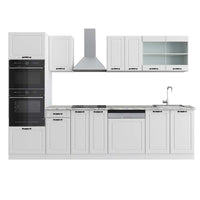Vicco Cucina componibile Casa di campagna bianca/bianco 300 cm con armadio alto, PL Marmo