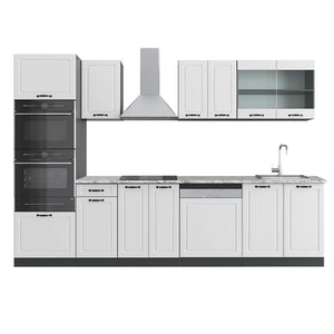 Vicco Cucina componibile Bianco casa di campagna/antracite 300 cm con armadio alto, PL Marmo