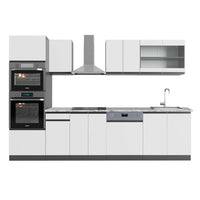 Vicco Cucina componibile Bianco/antracite 300 cm con armadio alto, PL Marmo