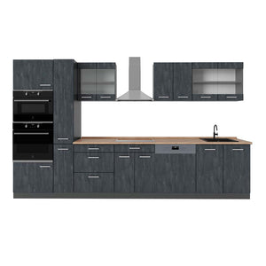 Vicco Cucina completa  Calcestruzzo nero/antracite 350 cm , PL Rovere