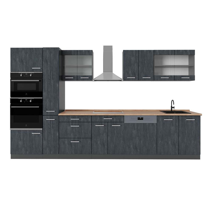 Vicco Cucina completa  Calcestruzzo nero/antracite 350 cm , PL Rovere