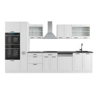 Vicco Mobile da cucina Casa di campagna bianca/bianco 350 cm con armadio alto, PL Antracite