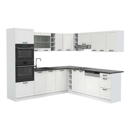 Vicco Cucina angolare completa Casa di campagna bianca/bianco 237 x 247 cm , PL Antracite