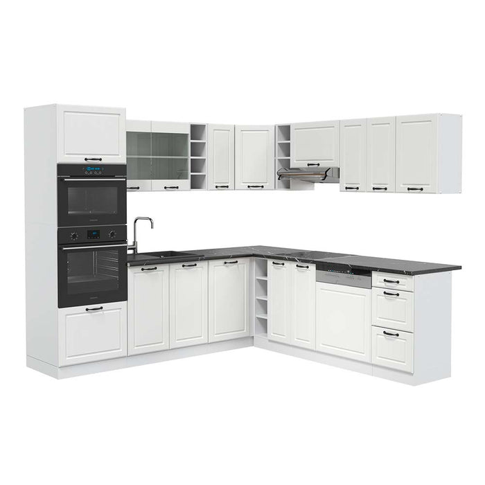 Vicco Cucina angolare completa Casa di campagna bianca/bianco 237 x 247 cm , PL Antracite
