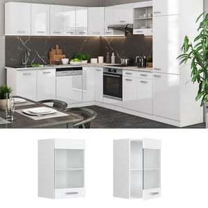 Vicco Mobile da cucina in vetro Bianco lucido 40 cm