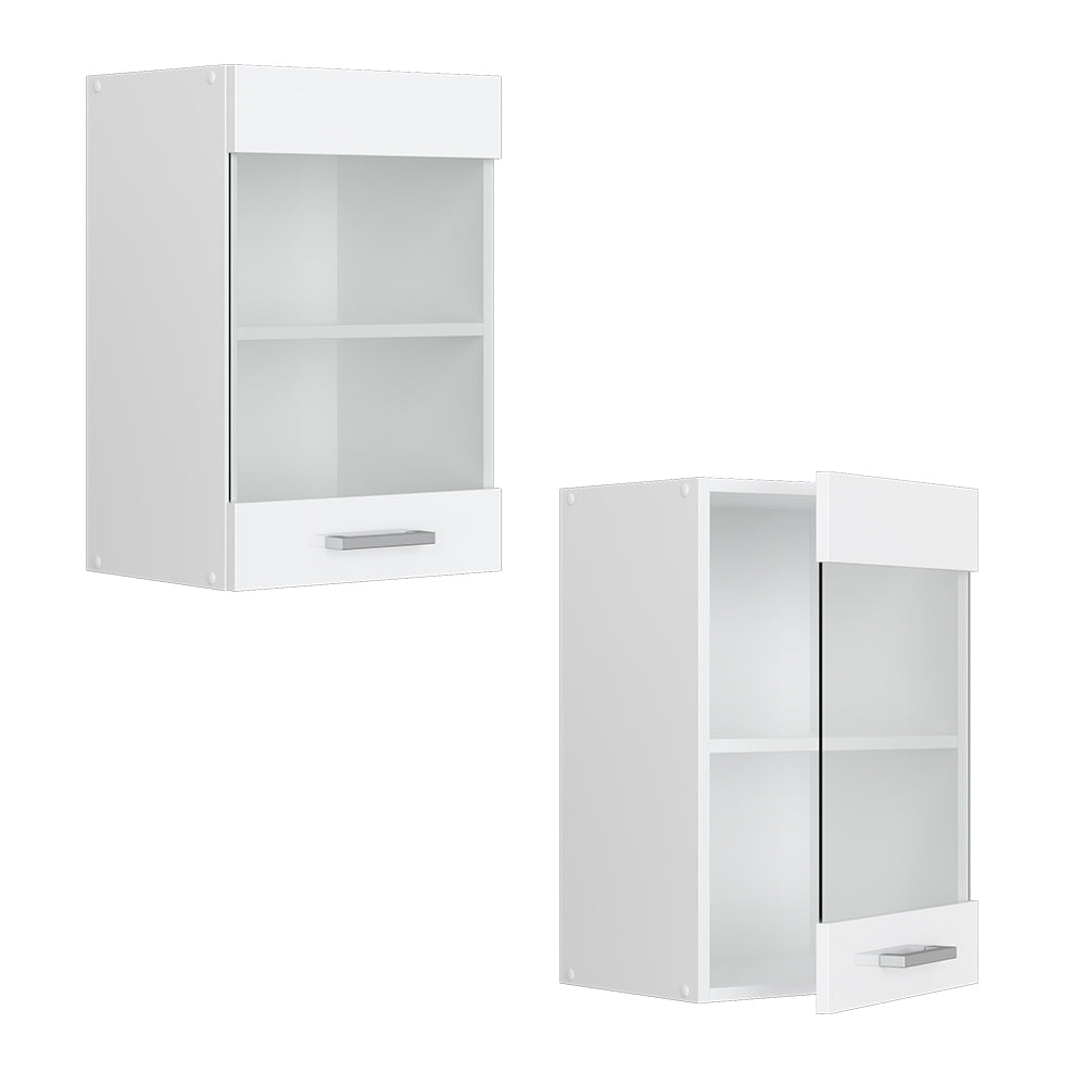 Vicco Mobile da cucina in vetro Bianco lucido 40 cm