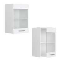 Vicco Mobile da cucina in vetro Bianco lucido 40 cm