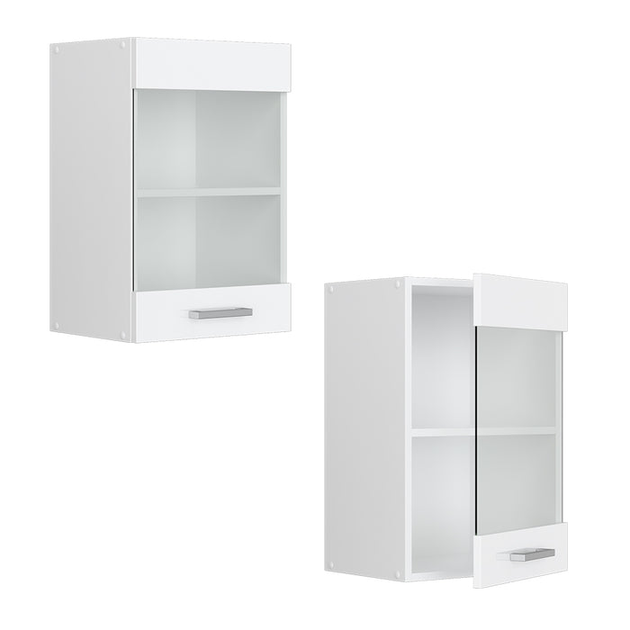Vicco Mobile da cucina in vetro Bianco lucido 40 cm