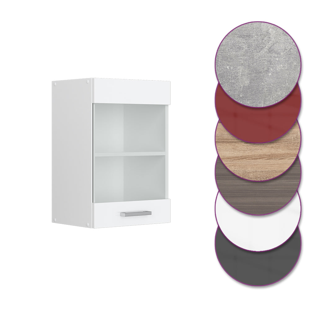 Vicco Mobile da cucina in vetro Bianco lucido 40 cm