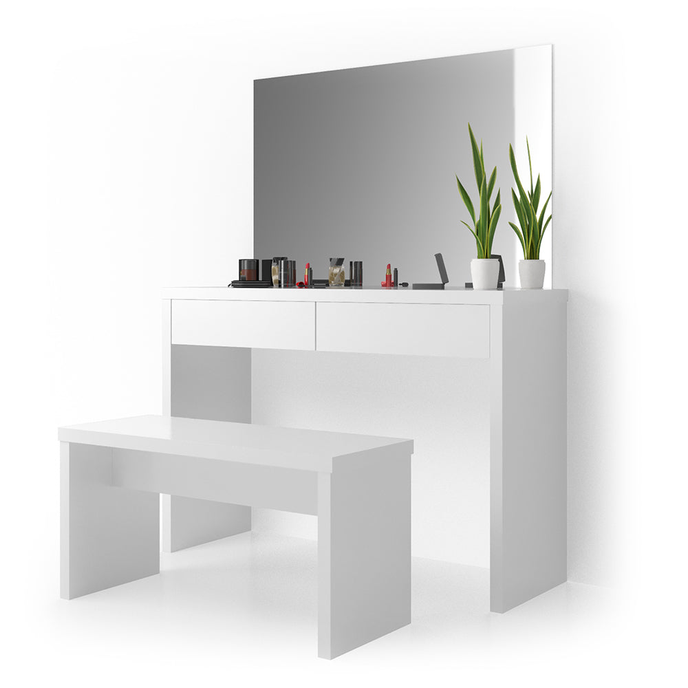 Vicco Tavolo da toeletta Bianco 120 cm con panca
