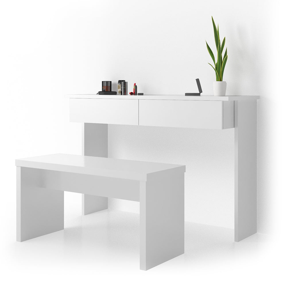 Vicco Tavolo da toeletta Bianco 120 cm senza specchio, con panca