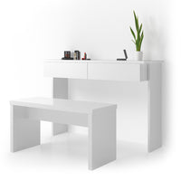Vicco Tavolo da toeletta Bianco 120 cm senza specchio, con panca