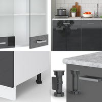 Vicco Cucina monoblocco Antracite lucido/bianco 140 cm , PL Rovere