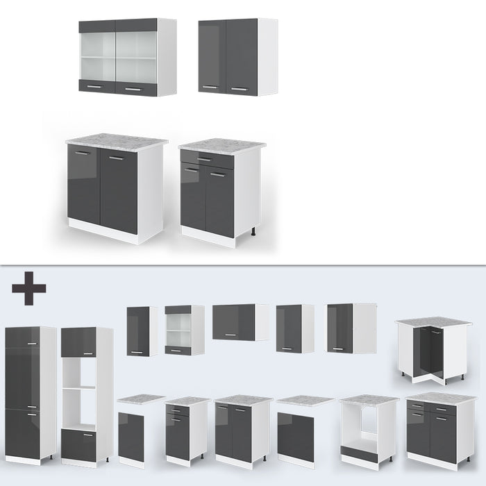 Vicco Cucina monoblocco Antracite lucido/bianco 140 cm , PL Antracite