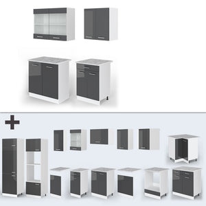 Vicco Cucina monoblocco Antracite lucido/bianco 140 cm , PL Rovere