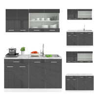 Vicco Cucina monoblocco Antracite lucido/bianco 140 cm , PL Marmo