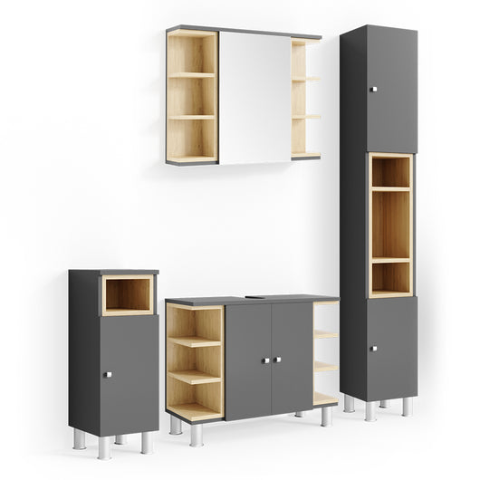 Vicco Set mobili bagno Antracite 4 parti