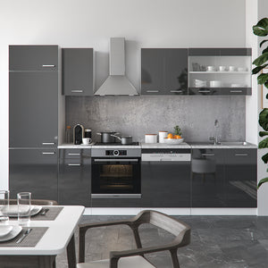 Vicco Cucina componibile Antracite lucido/bianco 300 cm , PL Antracite