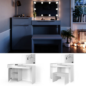 Vicco Tavolo da toeletta Bianco 135 cm con panca