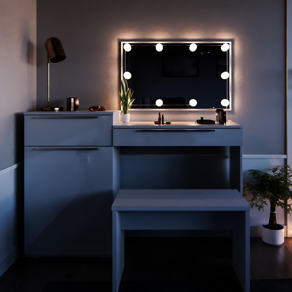 Vicco Tavolo da toeletta Bianco 135 cm con panca