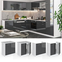 Vicco Mobile lavello cucina Antracite lucido 80 cm , PL Rovere