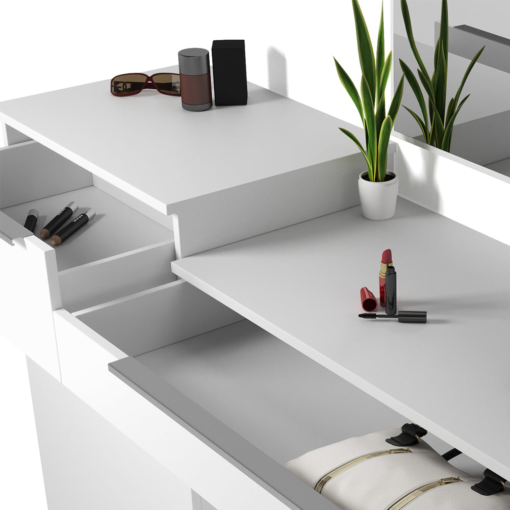 Vicco Tavolo da toeletta Bianco 135 cm con illuminazione LED e sgabello