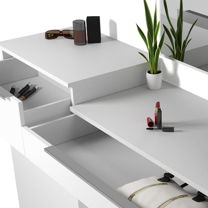 Vicco Tavolo da toeletta Bianco 135 cm con illuminazione LED e sgabello