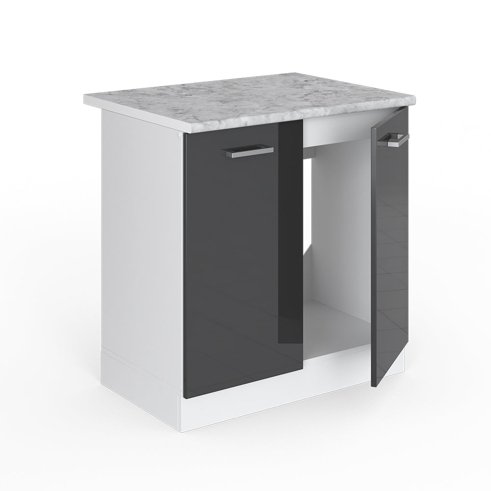 Vicco Base per lavello Antracite lucido 80 cm con ante, con piano di lavoro