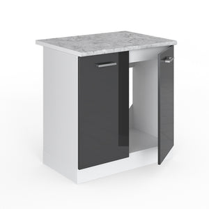 Vicco Base per lavello Antracite lucido 80 cm con ante, con piano di lavoro