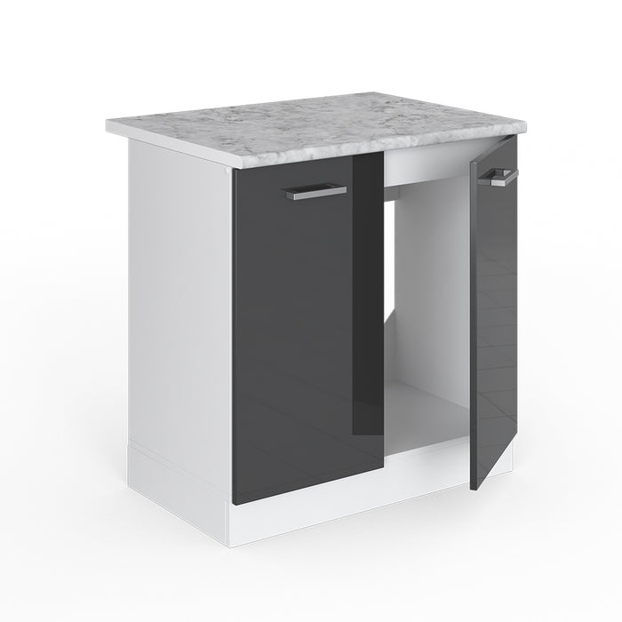 Vicco Base per lavello Antracite lucido 80 cm con ante, con piano di lavoro