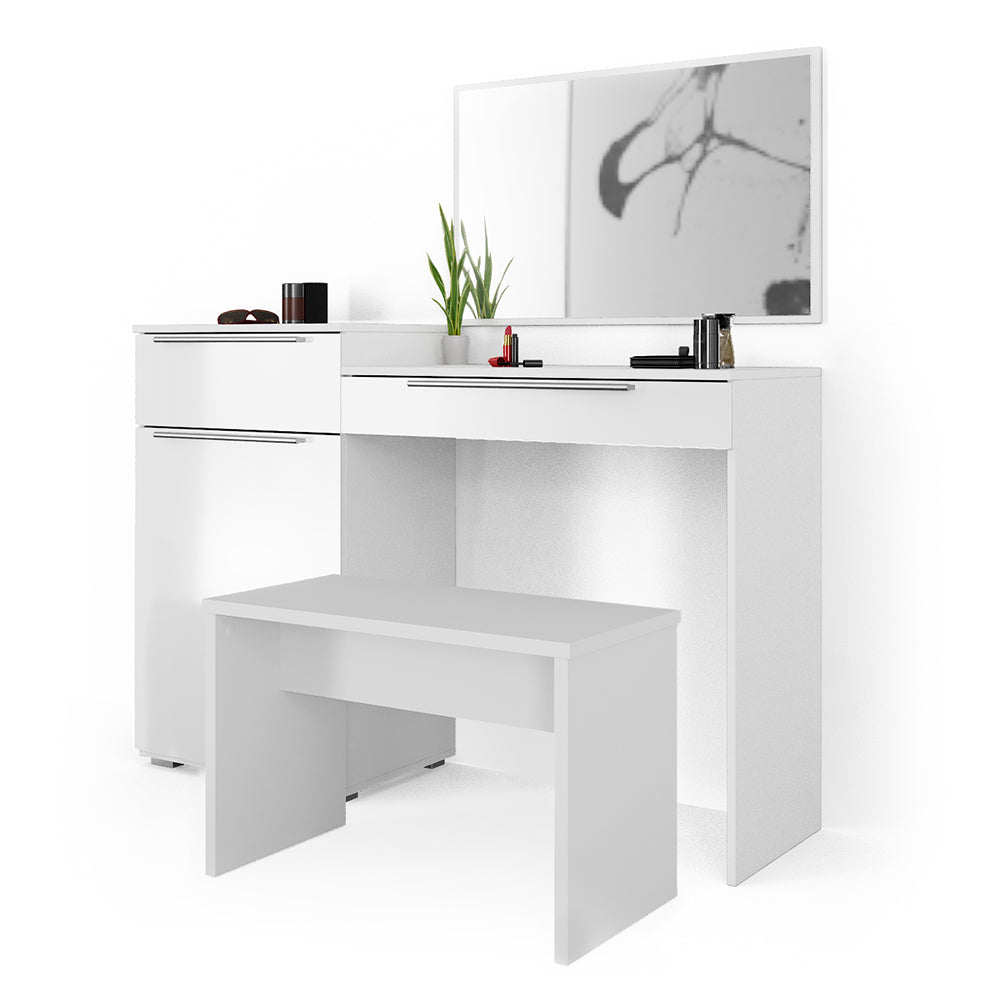 Vicco Tavolo da toeletta Bianco 135 cm con panca