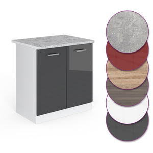 Vicco Mobile lavello cucina Antracite lucido 80 cm , PL Marmo