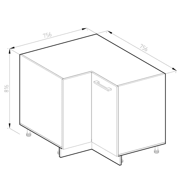 Vicco Armadio universale ad angolo Calcestruzzo 75.6 cm con anta, senza piano di lavoro
